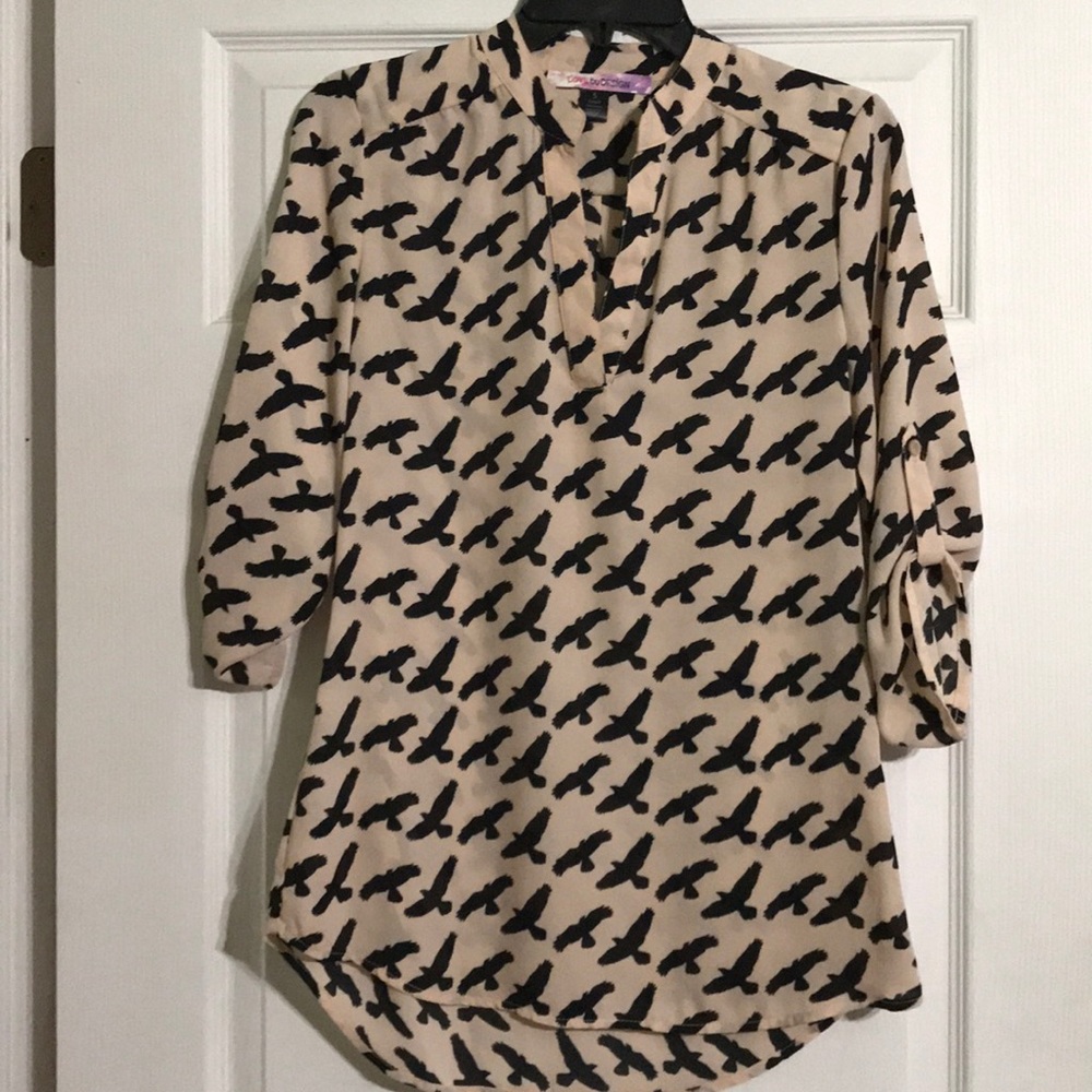 Tan and black dress shirt